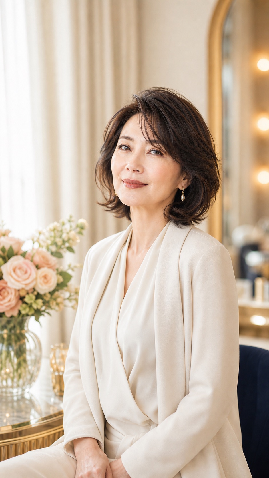新しい一歩へ向かう自信を感じさせる女性のポートレート。