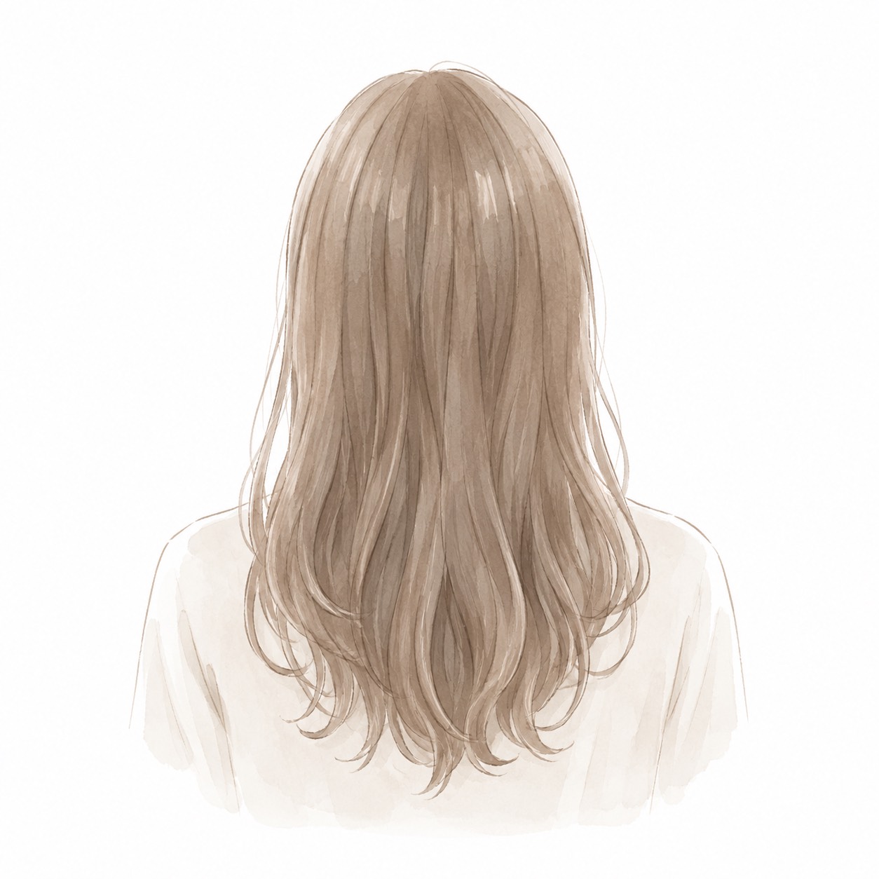 髪質をイメージさせる後ろ髪の女性イラスト。