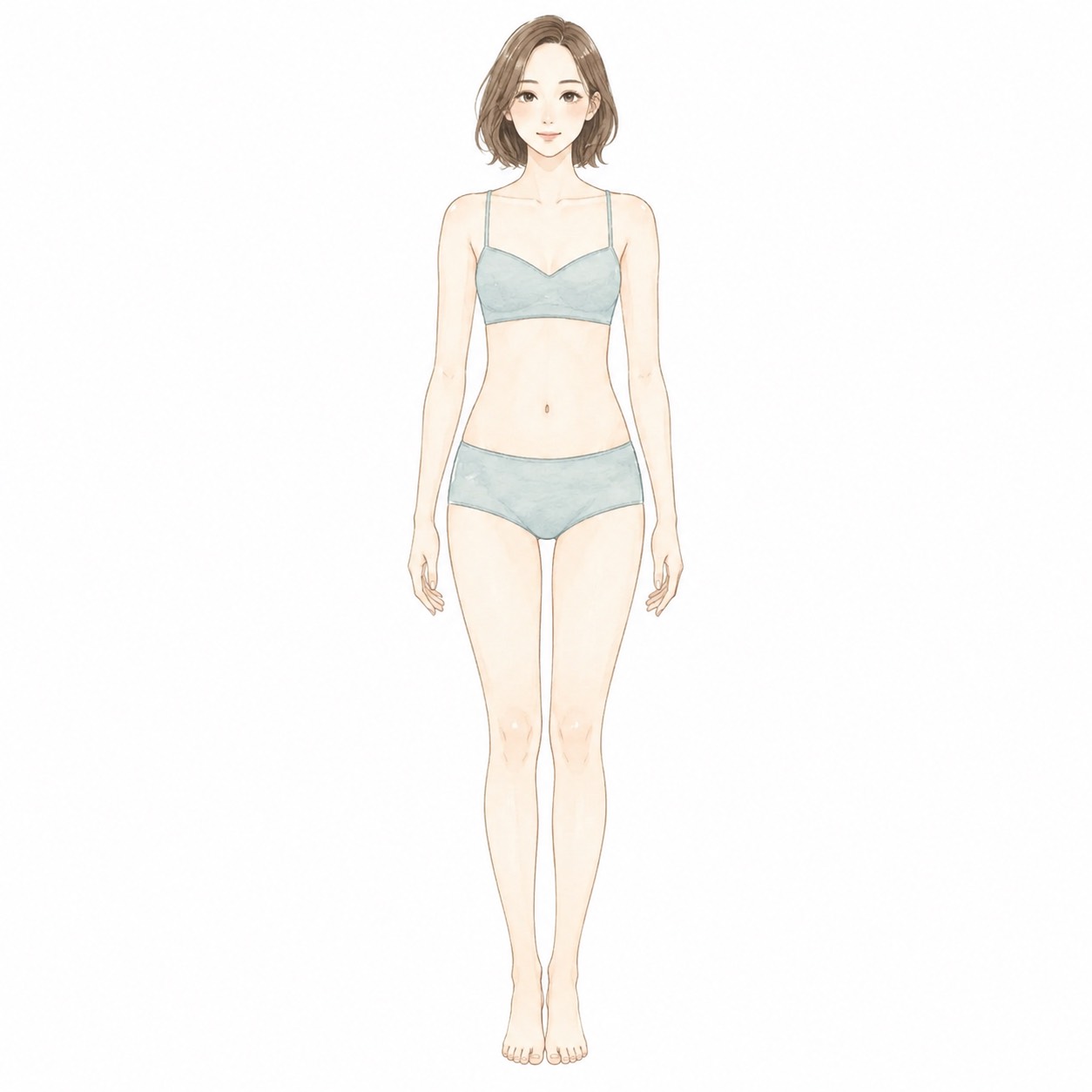 骨格をイメージさせる全身バランスの女性イラスト。